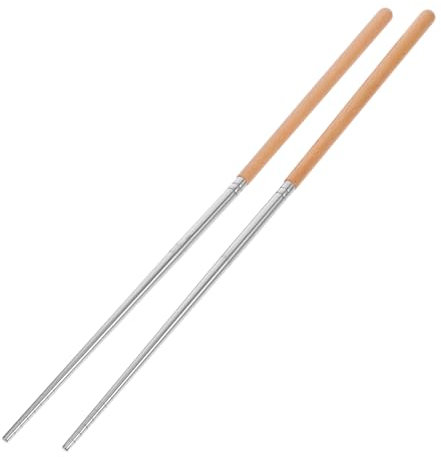 MUCKLILY Bacchette Acciaio Inox Lunghe Per Cucina Manico in Legno Bacchette in Antiscivolo Per Utensili Da Cucina Multifunzionali
