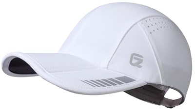 GADIEMKENSD UPF 50+ vikbar sportkeps, ventilerande och reflekterande, unisex design för golf, tennis, löpning och resor, Vit, L
