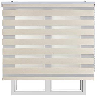 Estores Enrollables Noche y Día Elegantes con Tejido de Doble Caída para Puertas y Ventanas, Estor Noche y Dia de Fácil Instalación con Filtrado de Luz Ajustable STORESBASIC Lino 60x180