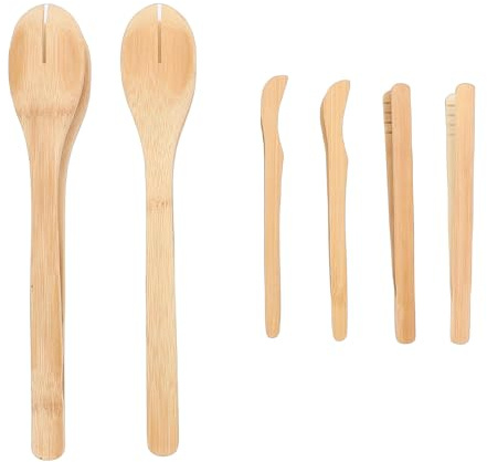 Smandy Set di 6 Pinze da in Legno, Pinze da Multiuso Riutilizzabili per Raccogliere Pane, Frutta, Insalata di Formaggio