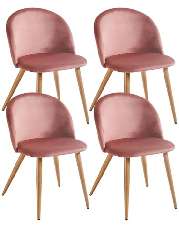 Xinyvee Esszimmerstühle 2er Set Samt Rosa Küchenstühle 2er Set Modern Design Polsterstuhl Esszimmer Skandinavische Stühle Holzoptik Beine Bequemer Stuhl Schminktisch Stuhl Sessel Dining Chairs