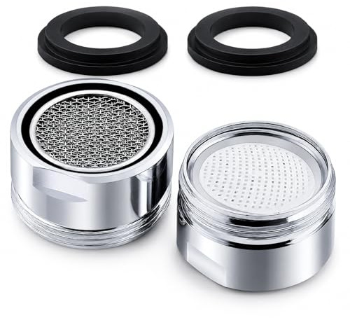 2 Pcs Tap Aerator,M24 Stainless Steel Kitchen Tap Aerator,Faucet Aerators,Taps Filter Nozzle,for Kitchen Sink Bathroom Sink Daily Cleaning Vegetable Washing Dish Washing Home (Silver)