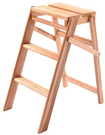 House Collection, Scaletta in Legno Naturale, 3 gradini, 38x58x64,5 cm