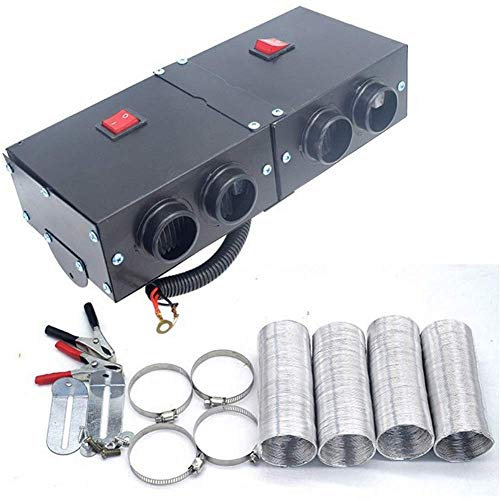 24V 360W Auto Heizlüfter Defroster, Riloer Tragbare Anti-Fog Heizung Mini-Autoheizung, Windschutzscheibe Demister Fenster Lüfter, Auto Winter Windschutz Demister Stumme Warmlüfter mit 4Ports