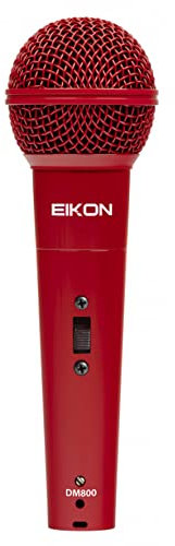 PROEL EIKON DM800RD Microphone dynamique pour voix, chant et karaoké Rouge + Câble Cannon XLR 3P Mâle vers Cannon XLR 3F Femelle de 4,5 m (EIKON DM800RD)