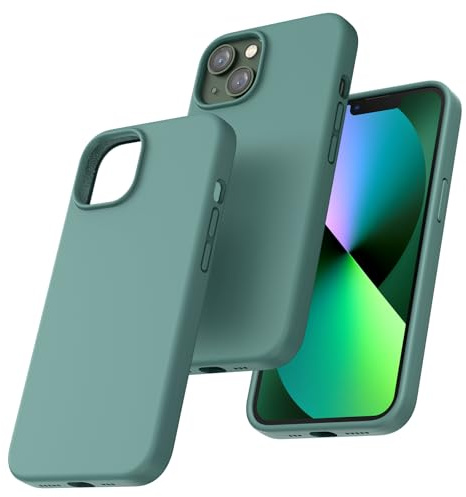 TOCOL für iPhone 13 Hülle Silikon, Stoßfest Anti-Rutsch Anti-Fingerabdruck Kratzfest Handyhülle für iPhone 13 Case, Mitternachtsgrün