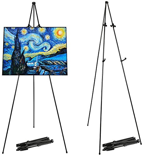 ASelected 2 Stück Display Staffelei Verstellbare, 160 cm Faltbare Staffelei Poster Metall, Staffeleiständer für Hochzeitsschild, Präsentationen, Poster, Kunstdisplays