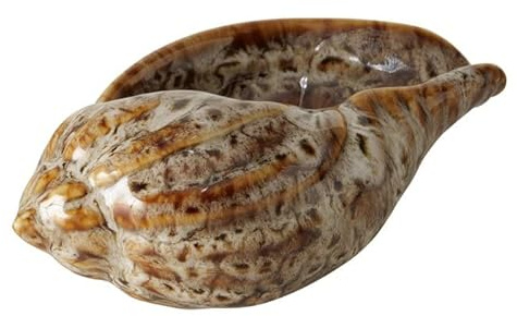 ReWu Deko Muschel aus Porzellan, Braun | 14x8x5,5 cm