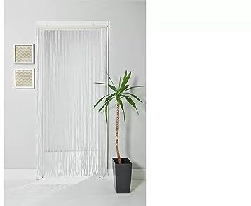 Martin Mart A Clean White Wooden Bead And Bamboo Tube Design Is Perfect As A Room Divider Or Screen Beaded Door Curtain - White