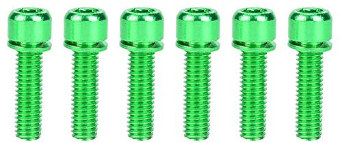 BORDSTRACT 6Pcs Bicycle Stem Bolts, M5 x 25 Alloy Steel Fixing Screws with Washers for Mountain Bike Brake Caliper Bicycles MTB(Green)