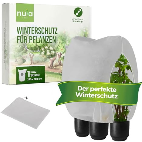nuia Pflanzen Winterschutz RIESIG XXXXL außen, 250x360cm 70g/m² Winterschutz FüR Kübelpflanzen, reißfest, Frostschutz Winterflies, Pflanzenschutz Winter für Palmen & Olivenbaum