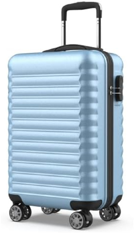 NUMADA - Maleta de Viaje Cabina Upfly 20' ABS (53x33,5x22cm) con Cierre de Combinación y 4 Ruedas Dobles 360. Maleta de Mano Rígida Resistente, Ligera con Interior Compartimentado | Azul Claro