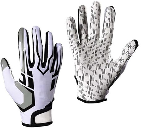 Alomejor Gants Dede Football Américain Antidérapants, Gants de Sport Respirants en Silicone à Doigt Complet pour Le Baseball (M)
