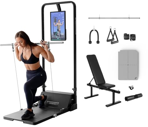 Speediance Smart Home Gym System, Gym Monster Multifunktionale Smith Maschine Home Gym Power Cage, Tragbare Kabelmaschine für Home Workout, Ganzkörper-Krafttraining Fitness（Works Plus）
