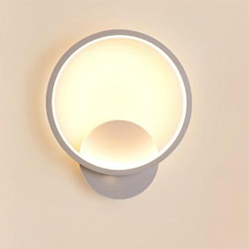LIGKIN Wandleuchte LED Innen 12W Kreative Runde Wandlampe Modern Acryl Nachtlicht Warmweiß Wandbeleuchtung für Schlafzimmer Büro Korridor Wohnzimmer, Weiße