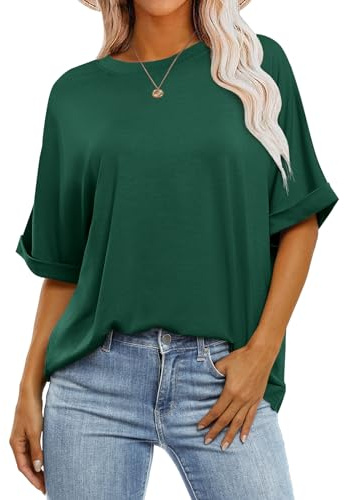 ANRABESS Womens Tops Summer Short Sleeve Oversized T Shirts 2026 Dark Green