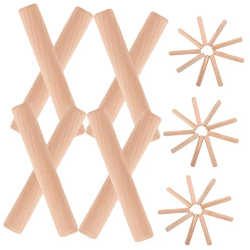Wooden Dowel Pins Straight Grooved Brown Wood Furniture Connectors