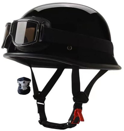 Smilfree Casques Bols Homologué ECE Casque Moto Vintage Casques Jet avec Visière Casque Mobylette avec Lunettes Rétro Demi Casque Moto Vélo Scooter Chopper pour Adultes Homme Et Femme
