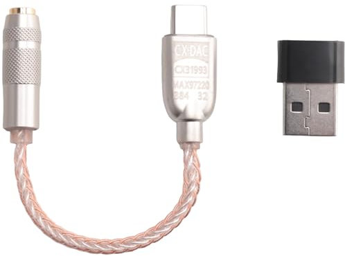 Jrpzcv Amplificateur Audio NuméRique CX31993 MAX97220 Double Puce Type-C-3,5 mm AMP Adaptateur Audio HiFi PCM 32 Bits/384 KHz pour Casque