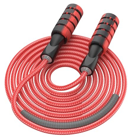 Cuerda de saltar ajustable de algodón, para adultos y niños, atlética, fitness, ejercicio, cuerda de saltar (rojo)