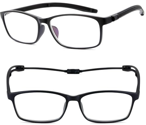 NEW VISION Lesebrille mit Magnetverschluss, Lesebrillen, Bequem Magnetverschluss Vorne, Reading Glasses, Lesehilfe für Damen Herren NV5858 (SCHWARZ, 3, Diottria)