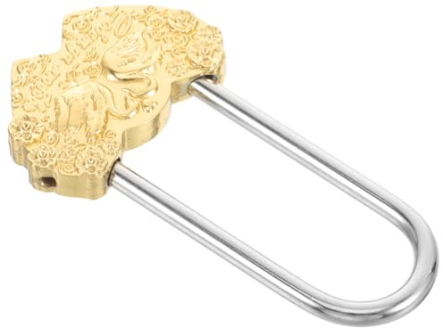 WATIIFUFU Metal Padlock Retro Design Engraved Padlock for Wedding Anniversary Decorative Lock