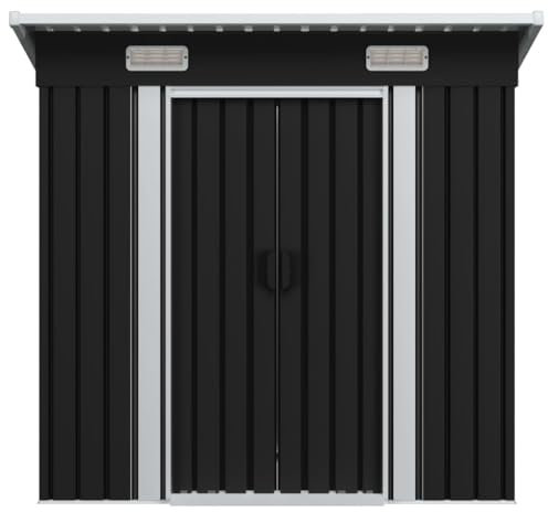 prissent Gartenhaus Metall 190x124x181 cm Geräteschuppen Gartenhütte Fahrradunterstand Storage Shed Anthrazit