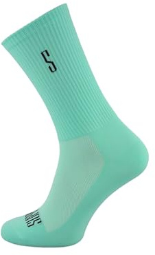 SUPPORT lineS - Calzini da ciclismo a costine, traspiranti, traspiranti, elastici, per escursionismo, camminata, arrampicata, bicicletta, equitazione, ciclisti, essenziali, Azzurro, 10-11