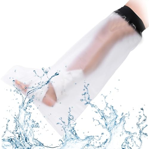 NJCXOLA Protector escayola pierna adulto, Funda impermeable ducha o piscina, Protector estanco, Funda protectora venda, Cubre escayola pierna de silicona resistente, para tatuaje o lesión