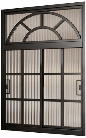 HJLKDYM Markisenfenster Mit Türhandlauf, Fensterscheibe Mit Gewölbtem Wandrahmen, Metallrahmenfenster Mit Gehärtetem Glas Für Konditorei, Café, Blumenladen(Black-A,60x80cm)