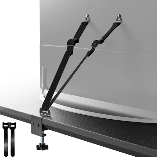 PUTOROGA Correas de seguridad para TV, correas de TV sin taladro, para pantalla plana, anclajes antivuelco para muebles a prueba de bebés, correas de terremoto con abrazadera en C de metal, montaje