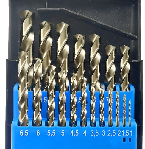 GREYWOLF Lot de 19 coffret foret cobalt，forets hélicoïdaux en acier rapide M35 pour carbure de tungstène, acier inoxydable, fonte, bois et plastique avec boîte d'index de 1 à 10 mm