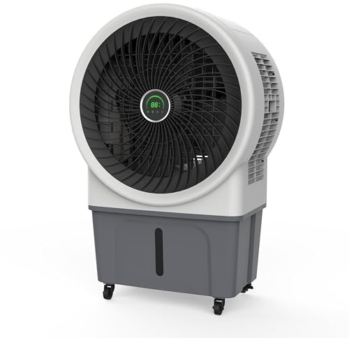 BE COOL BC52ACP2501 Luftkühler – Mobiles Klimagerät mit 52L Wassertank, 3 Geschwindigkeiten, Oszillation, Timer & Fernbedienung – Leistungsstarker Aircooler für Innenräume