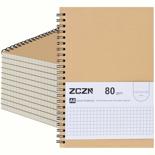 ZCZN-Quaderno Appunti a Spirale,Taccuino Bianco A5, Confezione da 6 Quaderni-60 Fogli/120 Pagine- Carta 21x14 CM, Utilizzato per Scrivere Note, Diario o Agenda, Bianco