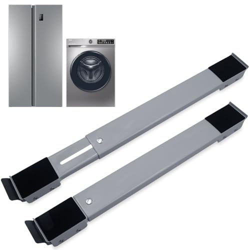 Druuzyl Soporte Universal para Lavadora con Ruedas, 2 Bases Regulables 46-71cm - Gris, Ruedas Antideslizantes (Apto Frigoríficos/Armarios, 300 kg)