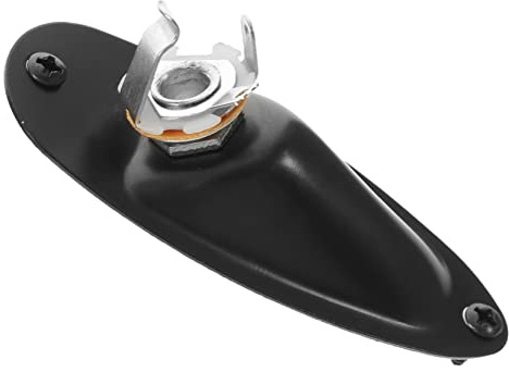 Gitarren Eingangsbuchse 6,35mm Oval mit Schrauben für E-gitarren | Metall, Schwarz, Leichtes Modell, für Bass und Gitarre, Einfach zu Montieren, Professionelles Zubehör