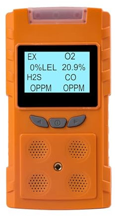 JHXHFJXZ Rilevatore di Gas 4 in 1 Dispositivo di rilevamento in Tempo Reale Multi Gas Ossino Idrono Solfuro Monossido di Carbonio Monitor combustibile Sensori precisi per Un rilevamento rapido