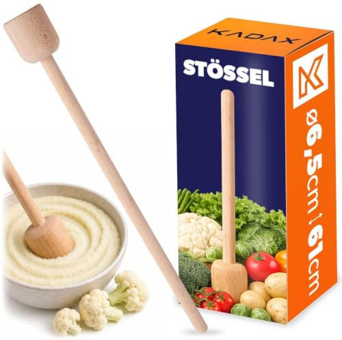 KADAX Presse-choucroute en bois 61 x 6,5 cm - Pour fermentation de choucroute - Presse-purée - Pilon en bois