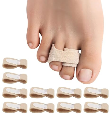 10 Pack Hammerzehenbandage – Weiche Zehenbandage zur Korrektur von Hammerzehen, Einstellbare Zehenschiene für Schmerz und Drucklinderung, Verschiedene Größen für optimalen Sitz (Klein(S))