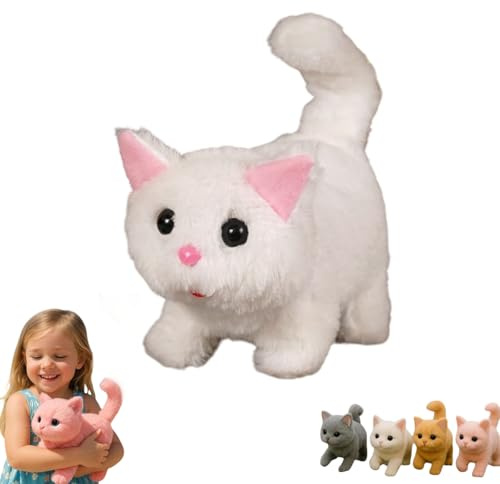 My Realistic Cat Toys-Bring Endless Joy And Warmth,New Ai Robot Kitten,My Realistic Cat Toy,That Acts Like A Real Cats,Toy Cats That Walks, Meows & Tail Wagging (white)