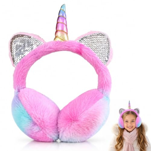 Danbghyuo Ohrenschützer Einhorn, Lila Ohrenschützer Mädchen Einhorn Damen Geschenk Winter Outdoor Ohrenwärmer Kaltes Und Winddichtes Winterzubehör Für Damen, Lila