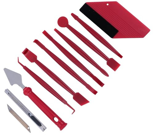 ANDRESLAD Kit Strumenti per Pellicole Auto Spatole AntiGraffio per Installazione Pellicola Protettiva Vetri Auto con Raschietto in Plastica e Spatola in Feltro per Rimozione Bolle e Polvere