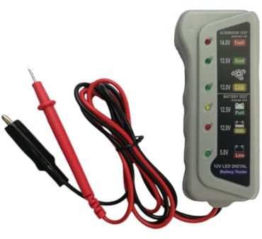 Hohopeti 12v Digitaler Batterietester für Kfz mit Anzeige Batterie und Ladesystemprüfer Verpolungs und Überspannungsschutz Kompakter Batteriewächter für Autobatterien