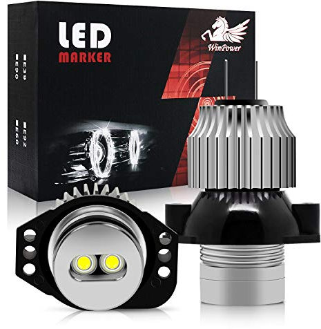 WinPower LED 12W Angel Eyes Kit Sin Errores Anillo halo Faros Luces de posición Blanco xenón 6000K para E90 E91, 2 Pcs