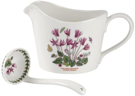 Portmeirion Botanic Garden Cyclamen Sauce/Gravy jug & mini ladle