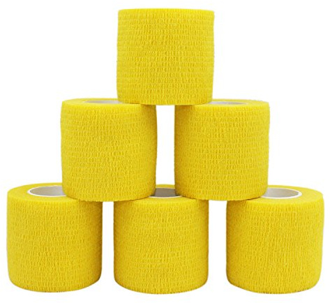 COMOmed selbstklebender verband elastische binde handgelenk bandage pflaster rolle Dog Bandagen Tierische Bandagen Gelb 5 cm X 6 Bände