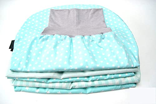 0-6 Monate Strampelsack in Mint mit Sternen Punkten Vichy Karo, Baby Pucksack, Schlupfsack für Mädchen oder Jungen