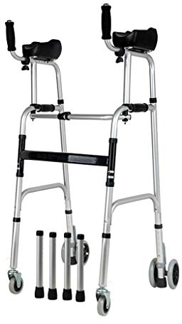 Standard Faltbar Gehwagen Laufhilfe Gehhilfe für Senioren - Klappbar Leichtgewicht Rollator mit 4 Rädern - Aluminium Gehrahmen Stockhalter - Mobilität in Wohnung Outdoor