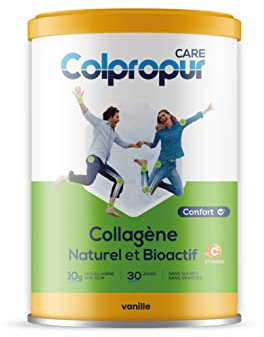 Collagène Hydrolysé Poudre COLPROPUR Care - Collagène Type 1 et 2 COLPROPUR D® + Vitamine C - Articulations, Os & Cartilages - 300g – Saveur Vanille - 30 jours 10g par dose - Fabriqué en EUROPE