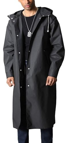 Memoryee Poncho de Pluie imperméable réutilisable imperméable pour Homme avec Capuche et Veste Longue pour Hommes Urbain extérieur